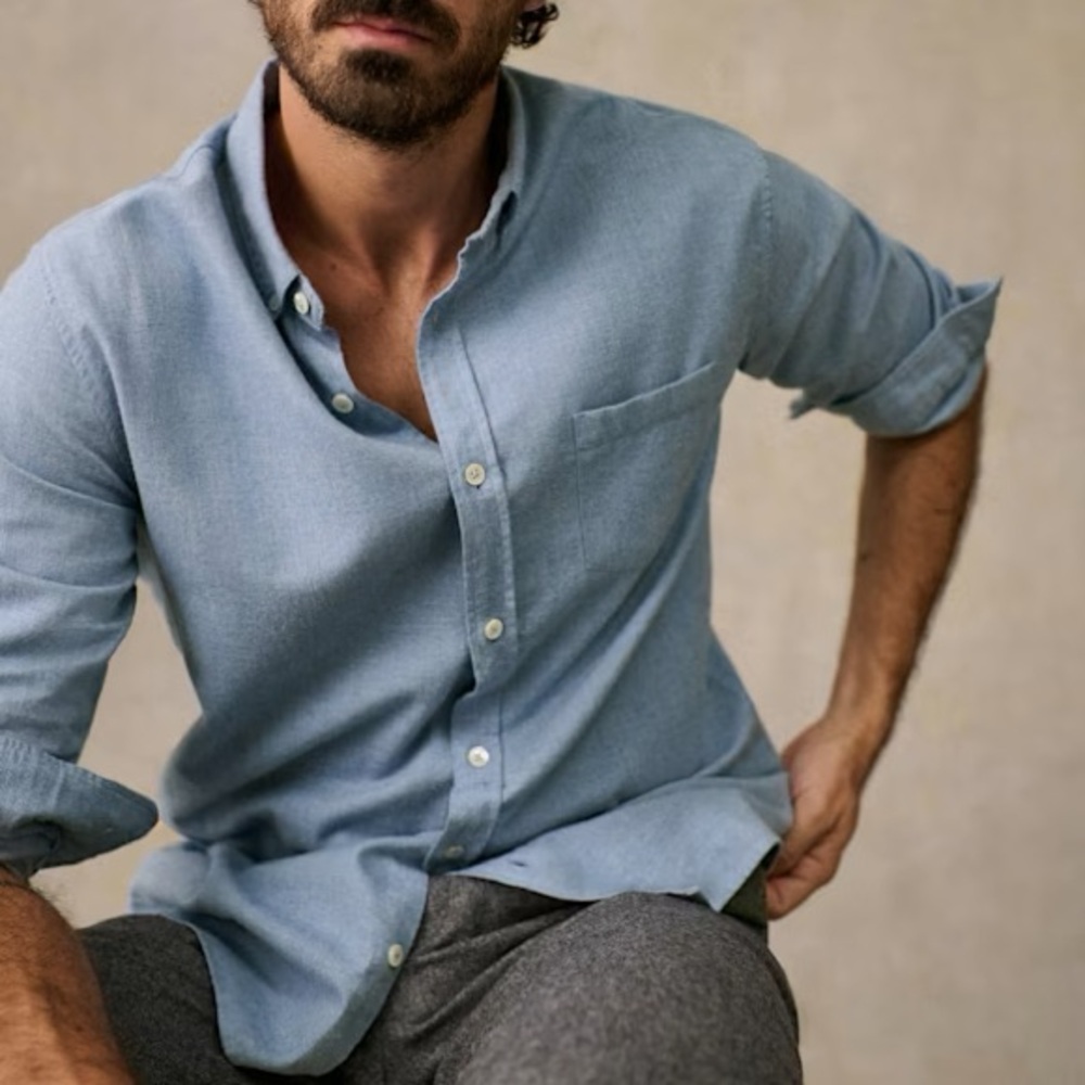 Sezane Octobre Men’s Flannel Shirt Small blue
